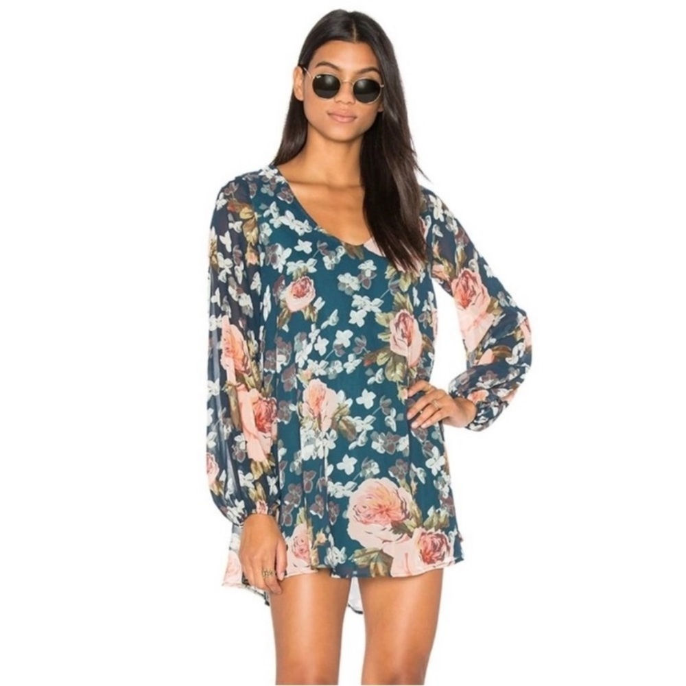 SHOW ME YOUR MUMU Donna Michelle Teal Floral Tunic